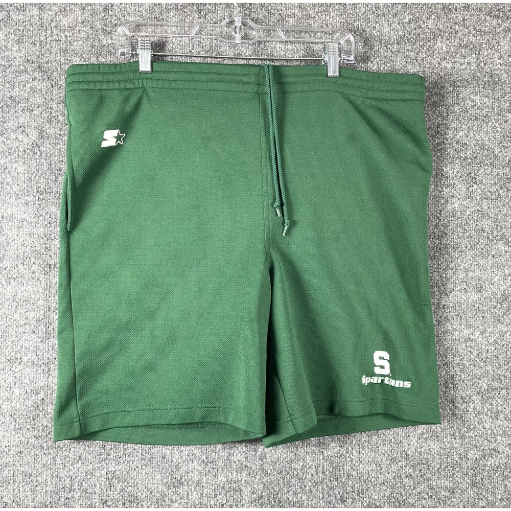 VTG Starter Michigan State Spartans Shorts Mens 2XL Green Basketball Pockets Y2K
